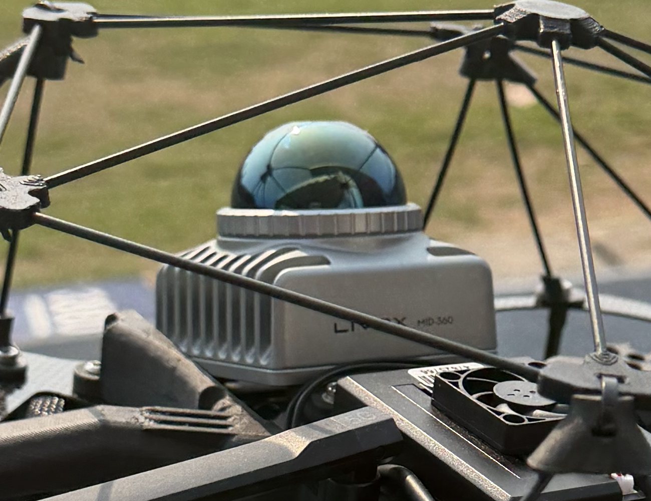 Close-up of the 360° LiDAR sensor